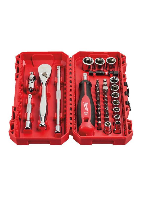 Набор торцевых головок и бит, 1/4", с трещоткой, 38шт. Milwaukee (360396439)