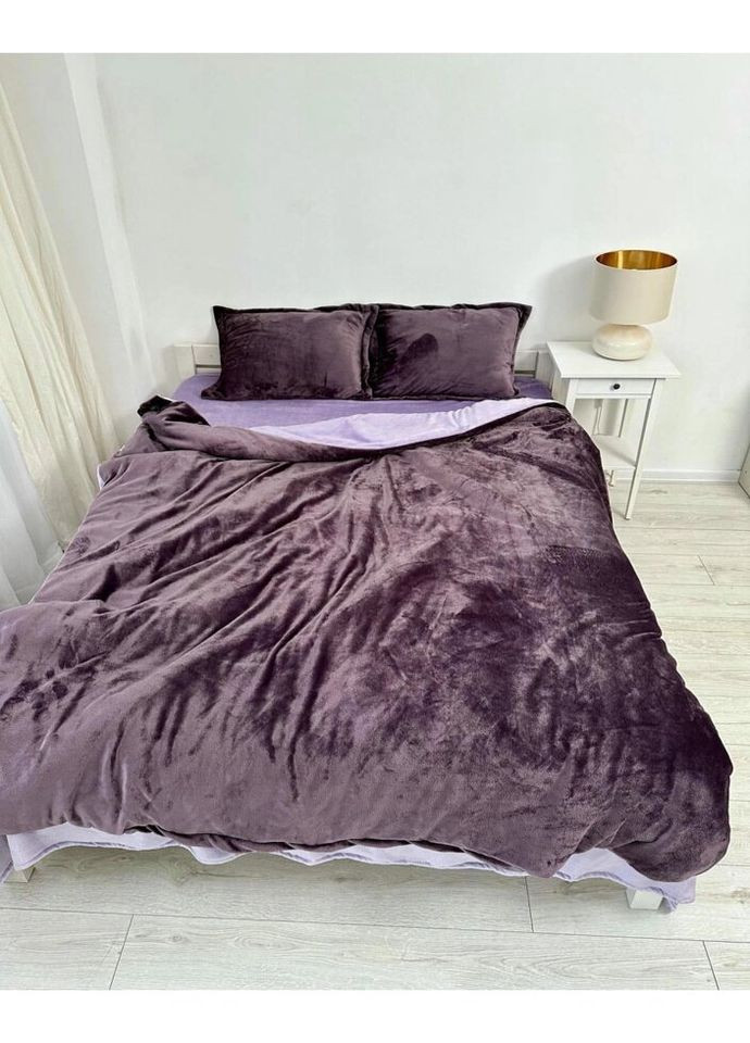 Постільна білизна плюшеве євро Home 20830 200х220 см бузкова з лавандовим DUSHKA (336327582)