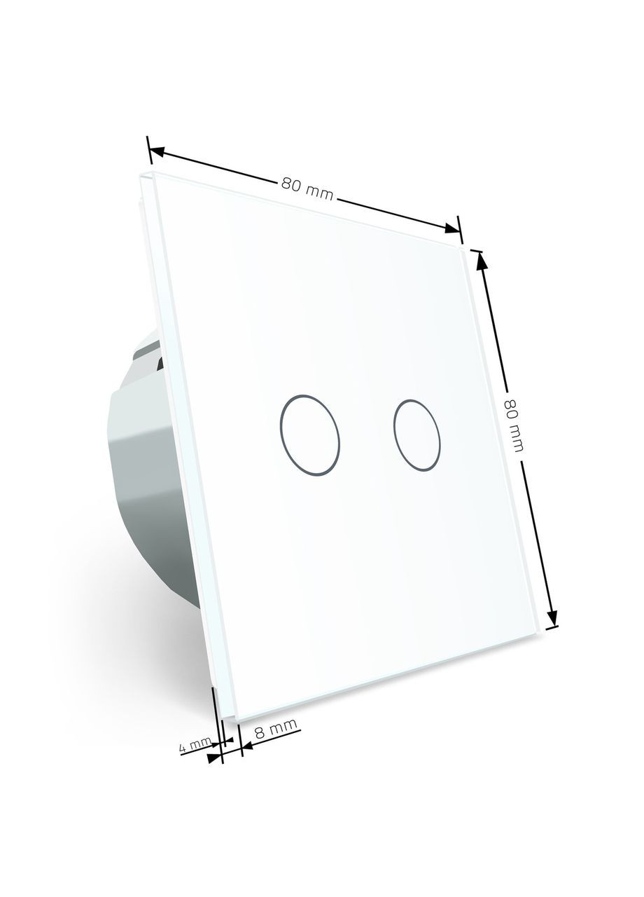 Бесшумный сенсорный проходной/перекрестный выключатель 2 сенсора стекло (VL-C702SQ-11) Livolo (370971073)