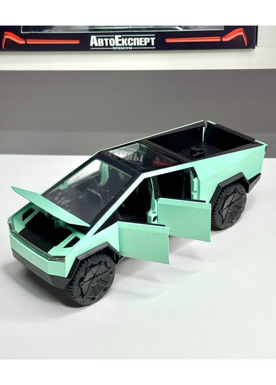 Инерционная коллекционная машинка Tesla Cybertruck 1:32 с эффектами света и звука, Бирюзовая Автосвіт (357205482)