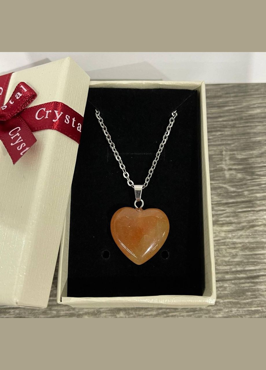 Подвеска с натуральным камнем Сердолик в форме сердечка на цепочке в подарочной коробочке Овен (331291818)