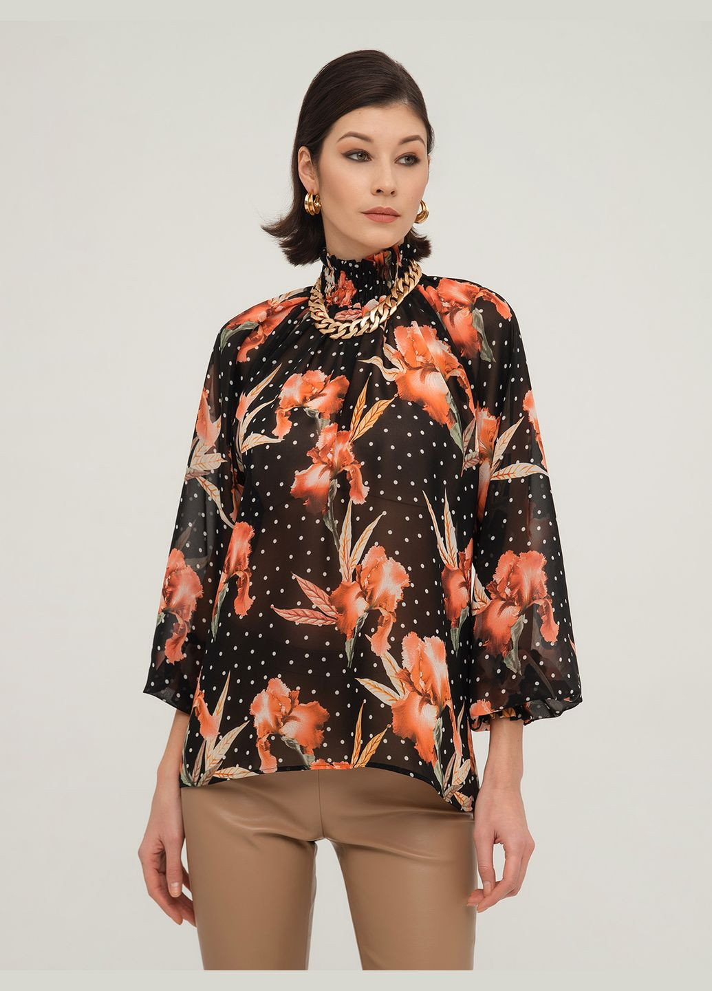 Комбинированная шифоновая блуза в цветочный принт - ua42 / eu36 Iren Klairie