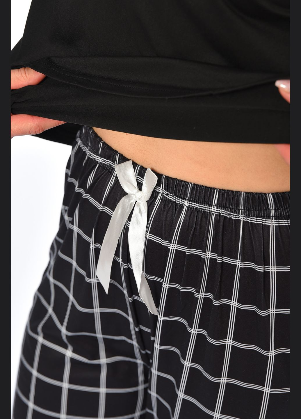 Черная всесезон пижама женская черного цвета кофта + брюки Let's Shop