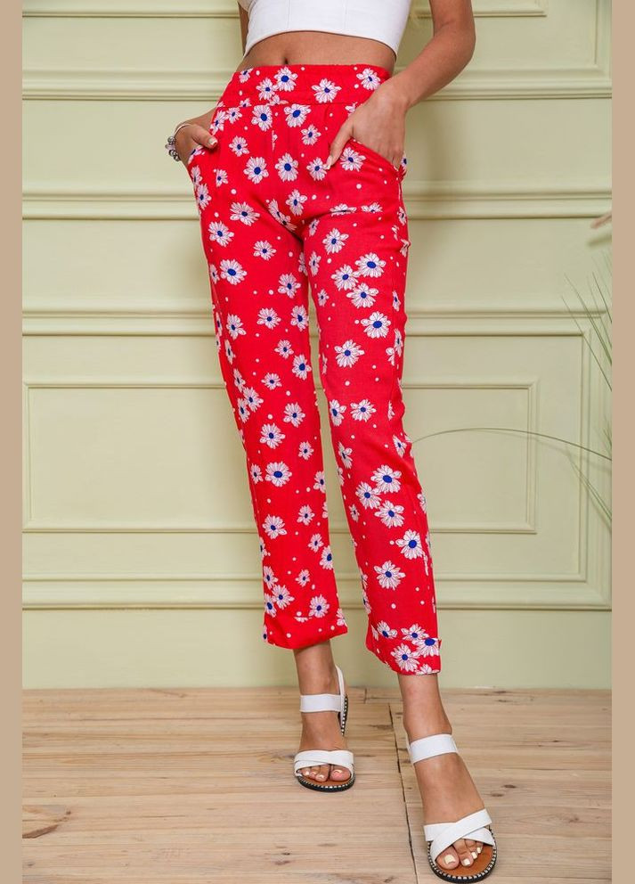 Женские бриджи на резинке, красного цвета в принт, Ager (313292939)