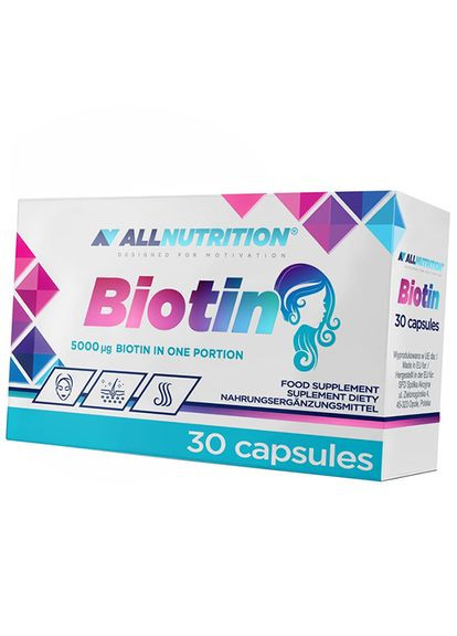 Біотин у капсулах, Biotin 5000, All Nutrition 30капс Ягідний мікс Чорний 36003020, All Nutrition (36003020) Allnutrition (293254014)