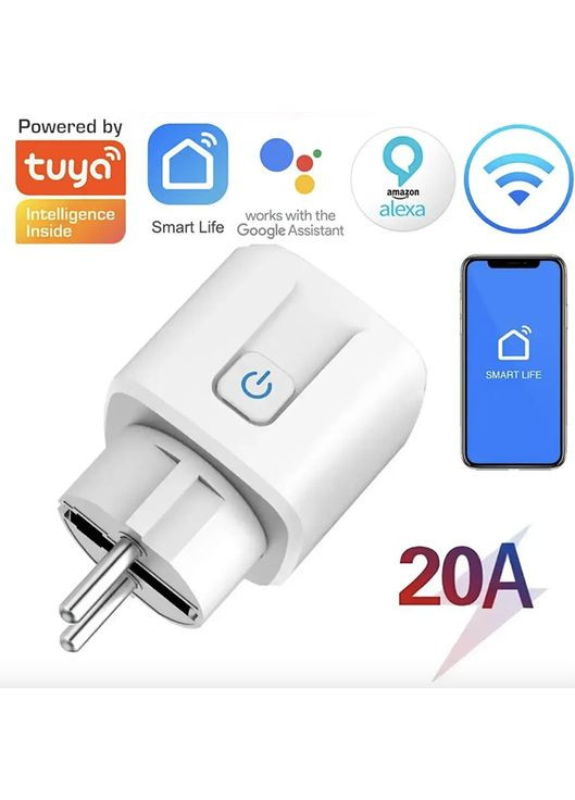 Розумна розетка Wi-Fi 20 A з функцією контролю потужності та таймером No Brand (327400501)