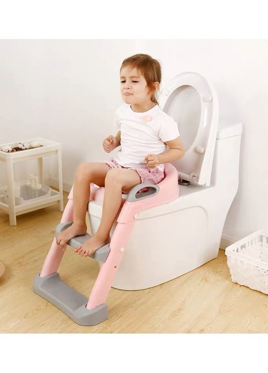 Накладка на унитаз с лесенкой DA6900 Розово-серый No Brand (368565219)