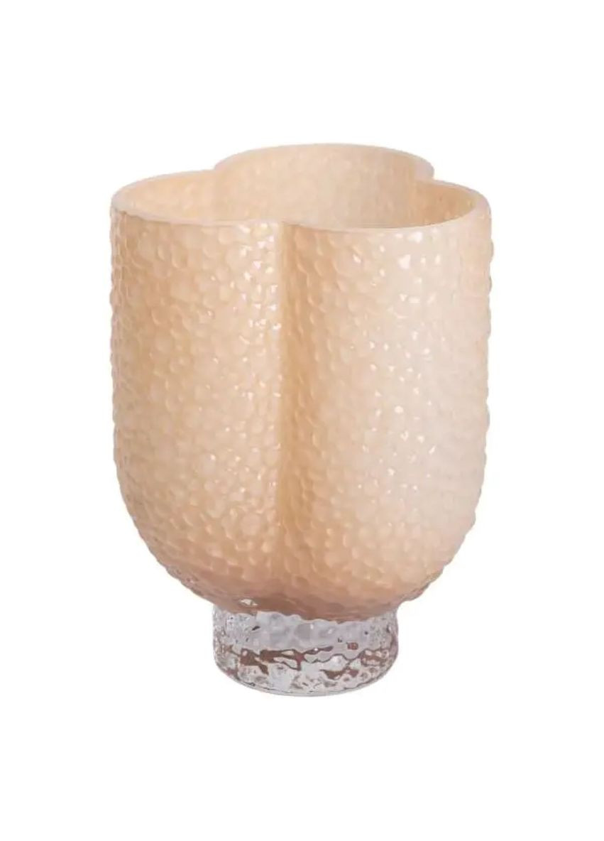 Ваза декоративная 18.5х16х25 см для цветов стеклянная фигурная ваза из цветного стекла 3 л Бежевая Jooki (360921041)