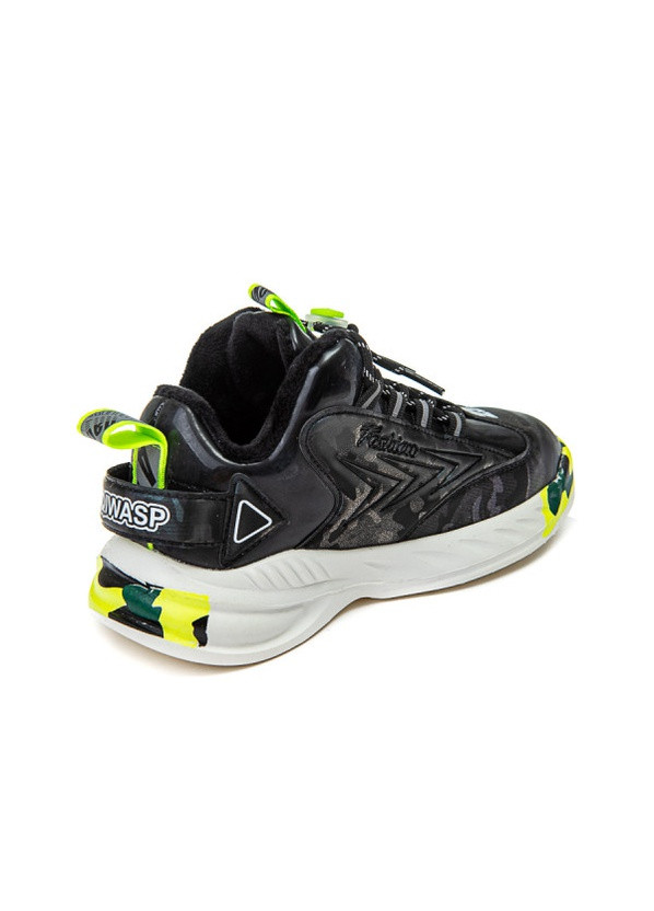 Черные всесезонные кроссовки Fashion Z35159 чорно/зелені (32-37)