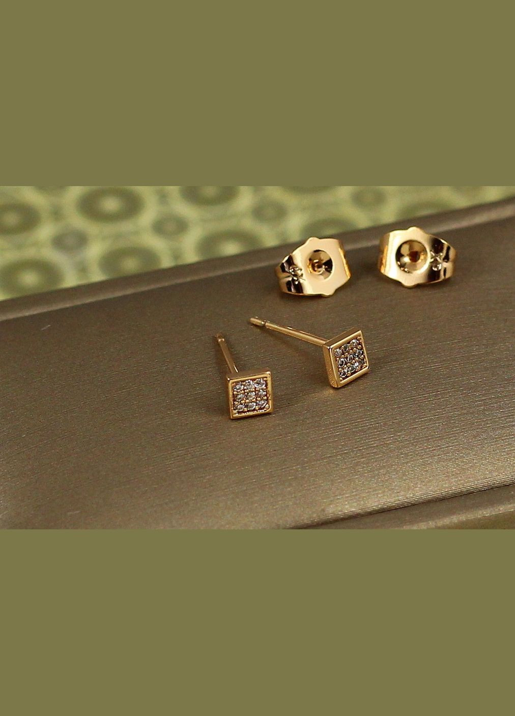Сережки гвоздики квадратики 4 мм золотисті Xuping Jewelry (316432910)