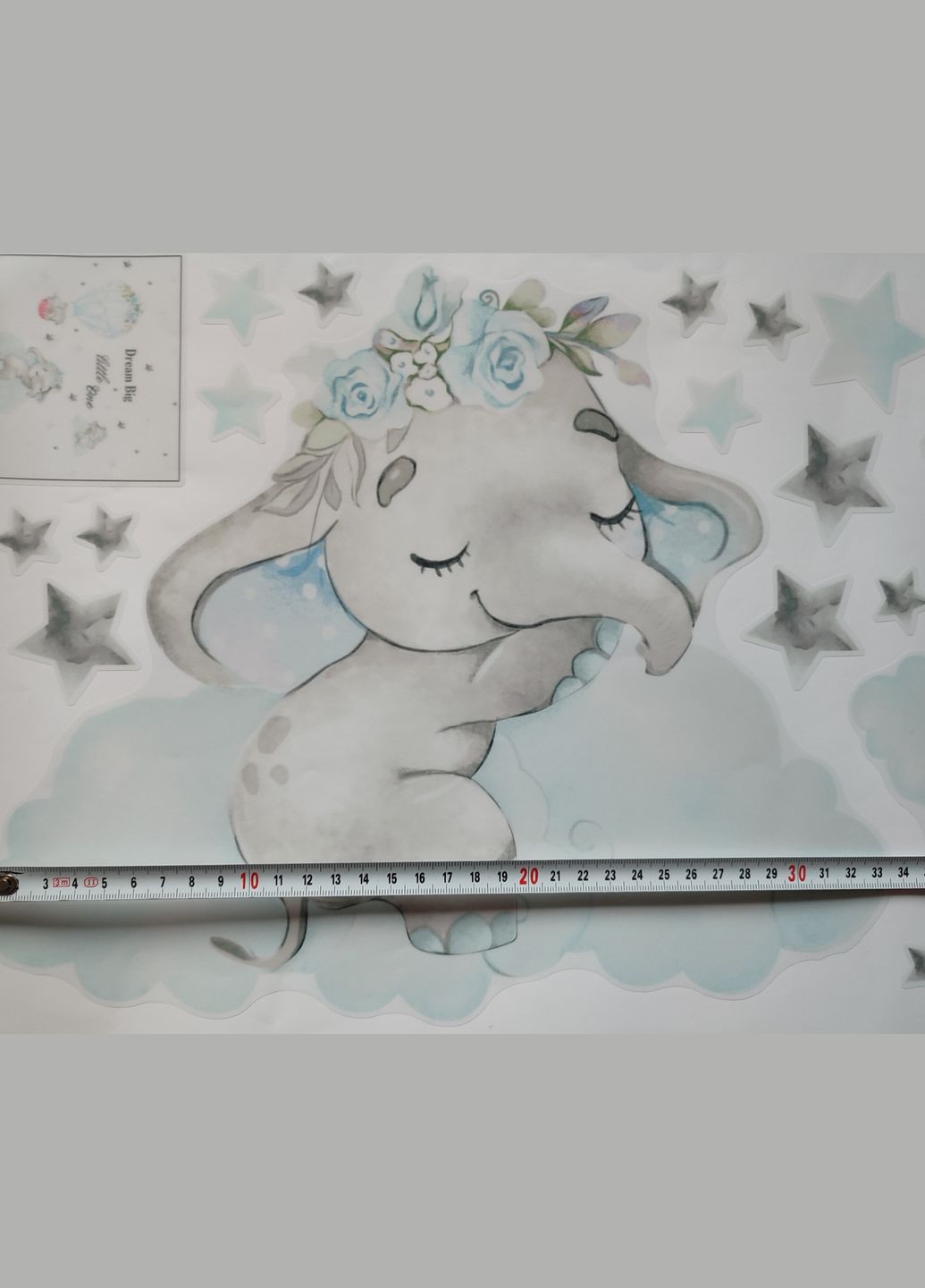 Виниловые наклейки на стену Cлоники спят на тучках и воздушном шаре (лист 30 х 90 см) б394-46-2 No Brand (302242446)