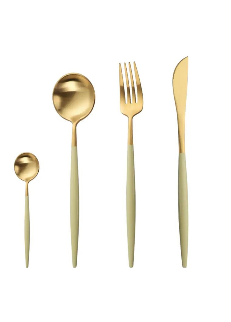 Ніж столовий золотого кольору з оливковою ручкою з нержавійки. Прилади для ресторанів кафе та будинку REMY-DECOR (293152620)