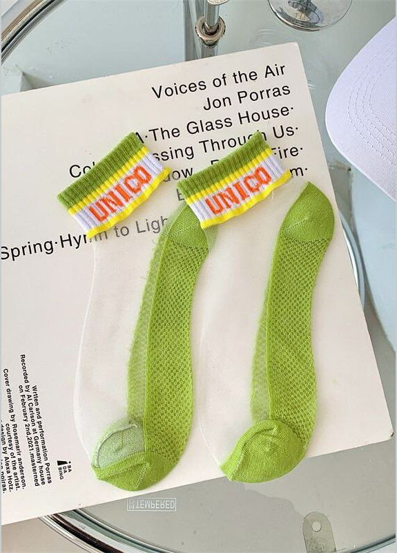 Розовые набор короткие летние женские носочки с прозрачной сеточкой разноцветные Unico (293820250)