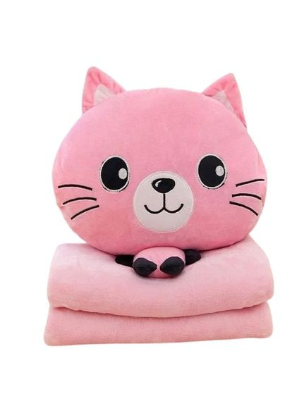 Дитяча м'яка іграшка "Кішечка" L1128(Pink) іграшка з пледом, розмір 40 см Bambi (366974493)