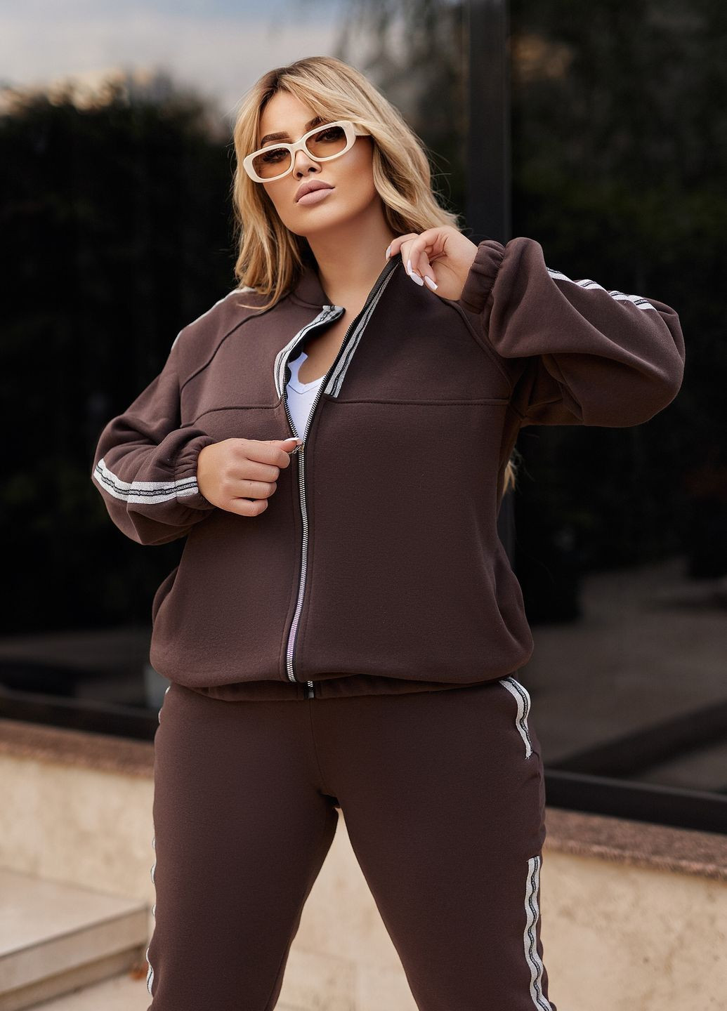 Спортивний костюм жіночій на флісі з тринитки (бомбер + штани) No Brand (352007310)