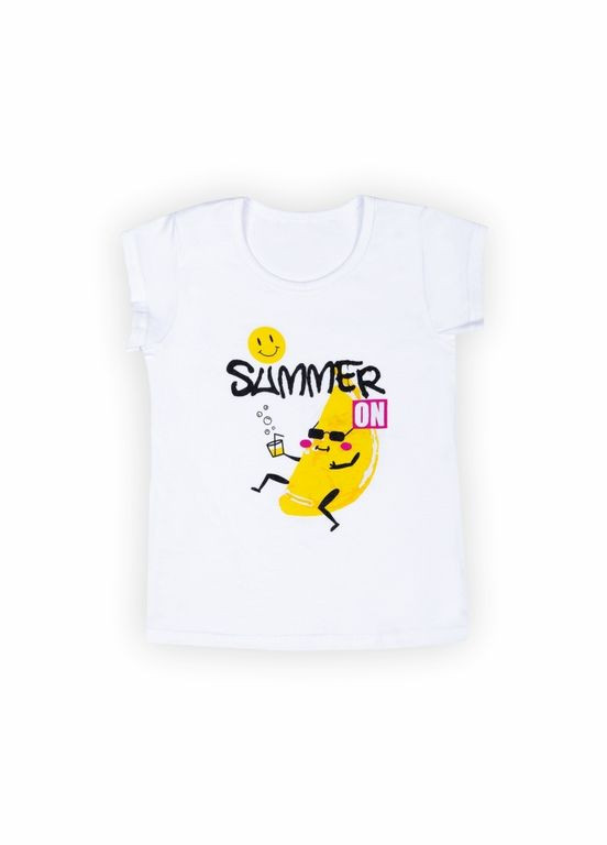 Белая летняя детская футболка для девочки ft-24-9 Габби