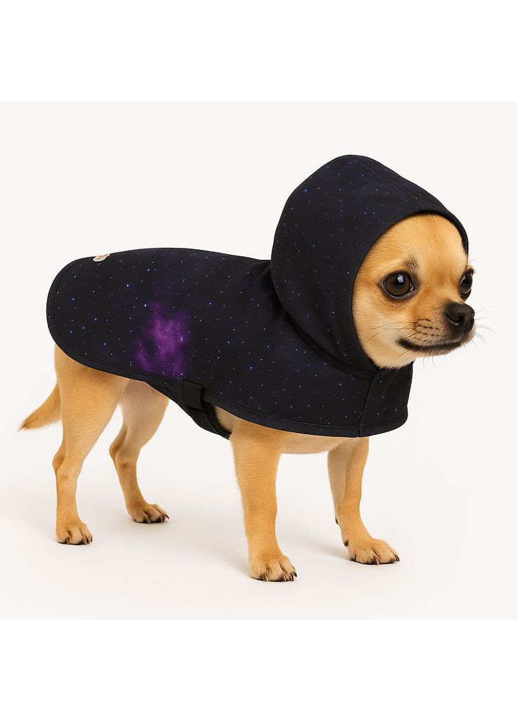 Дощовик-накидка з капюшоном для собак WAUDOG Clothes, малюнок "NASA21",, А 23-26 см, B 30-36 см, С 15-20 см [CD] Collar (362586724)