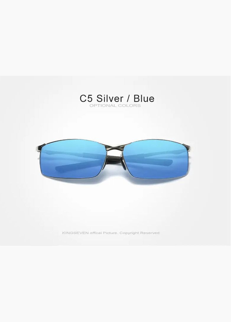 Мужские поляризационные солнцезащитные очки 7501 Silver Blue KINGSEVEN (338596142)