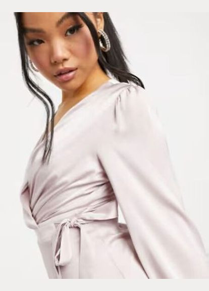 Пудровое праздничный платье на запах Tfnc однотонное