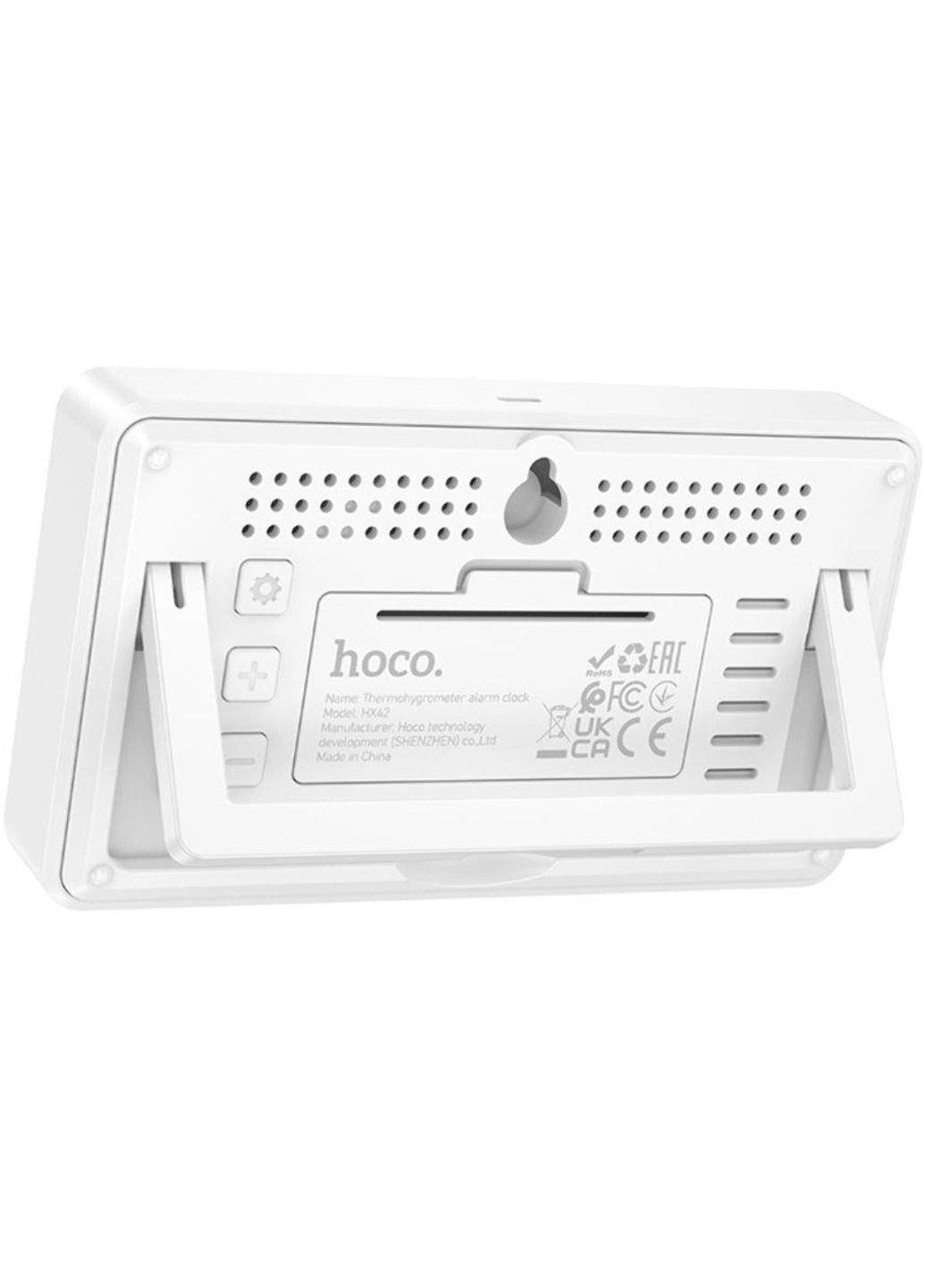 Термогигрометр HX42 с часами, будильником, LCD-дисплеем, измерением температуры и влажности, настенный/настольный - White Hoco (366342395)