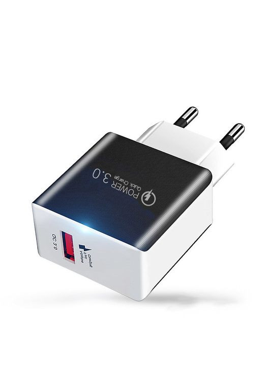 Мережевий зарядний пристрій швидкого заряджання Power Quick Charge 3.0 1 USB (біло-чорний) China (368682327)