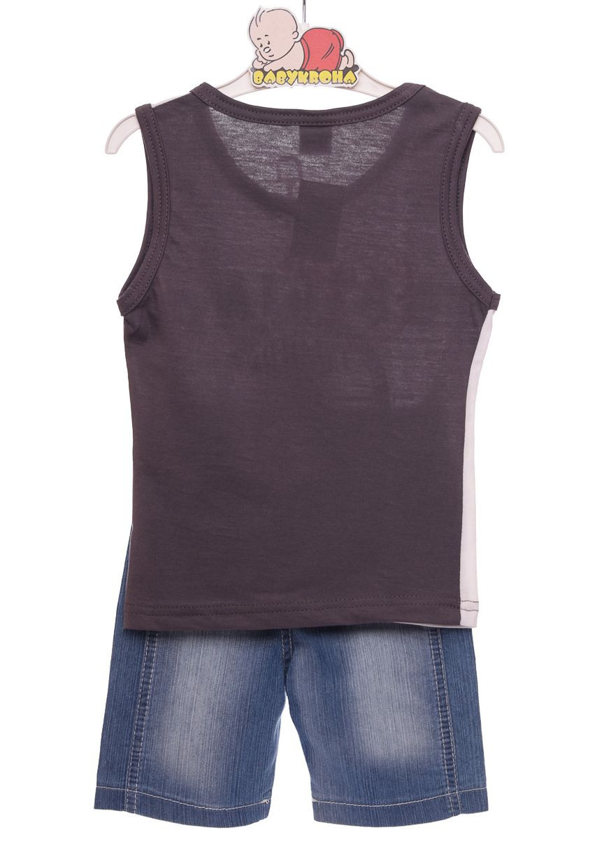 Сірий літній майка з шортами для хлопчика джинсові морський сірий 80 см (31281) BABYKROHA