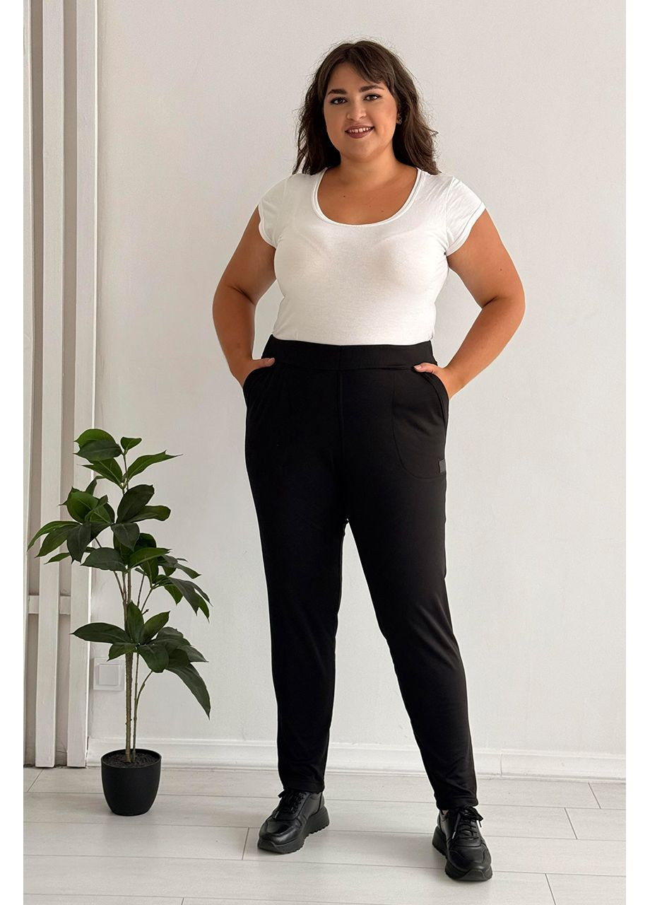 Черные зимние лосины леггинсы большого размера очень теплые с карманами No Brand