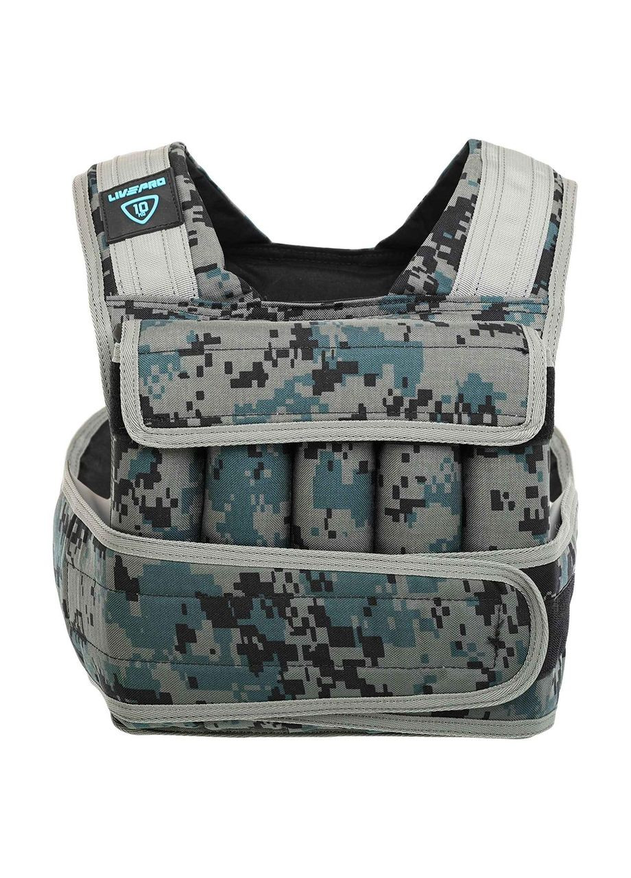 Жилет обважнювач з регульованою вагою WEIGTH VEST LP8195-10 1-10кг (нейлон, наповнювач-металеві кульки, чорний-сірий) LiveUp (361439931)