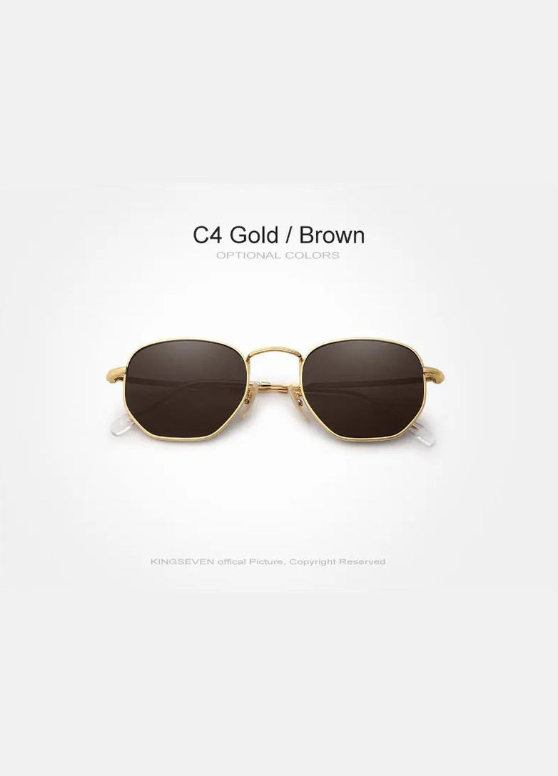 Женские поляризационные солнцезащитные очки 7116 Gold Brown KINGSEVEN (302801333)