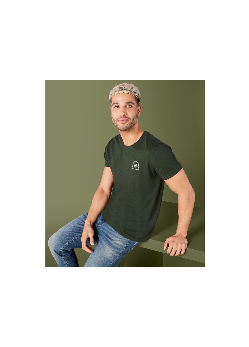 Хаки (оливковая) футболка хлопковая з принтом для мужчины lidl 450750 Livergy (пусто)