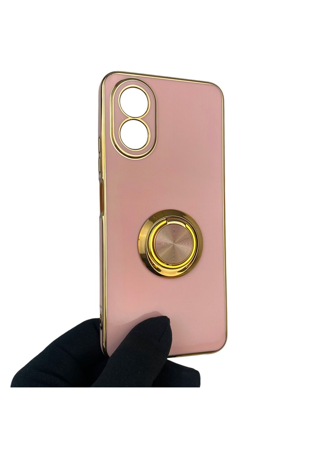 Чохол для A38 4G (CPH2579) з кільцем-підставкою із золотою окантовкою на оппо а38 пудровий gs1 Oppo (366234506)