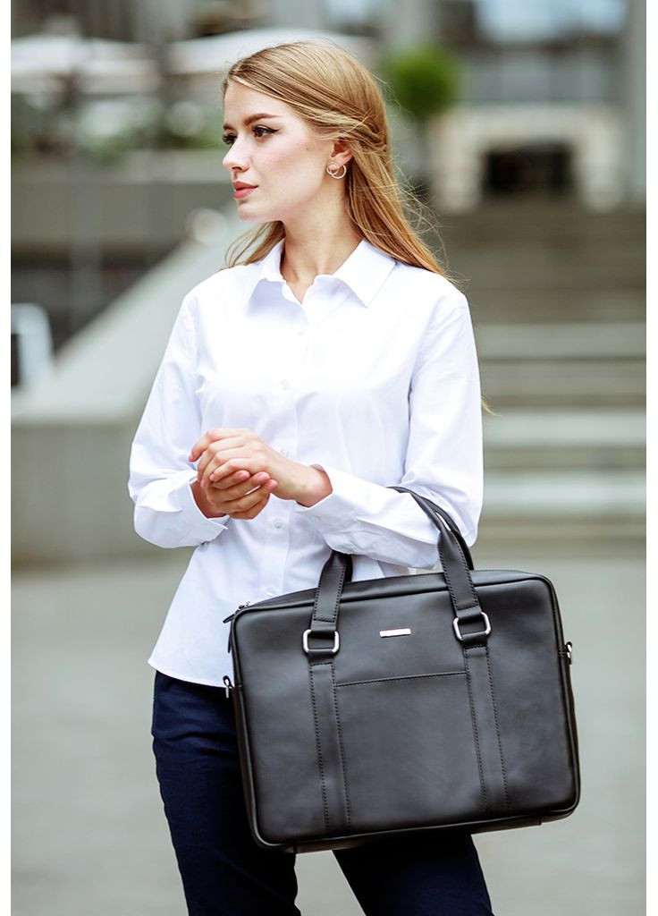 Шкіряна сумка для ноутбука і документів чорна BlankNote (348359407)