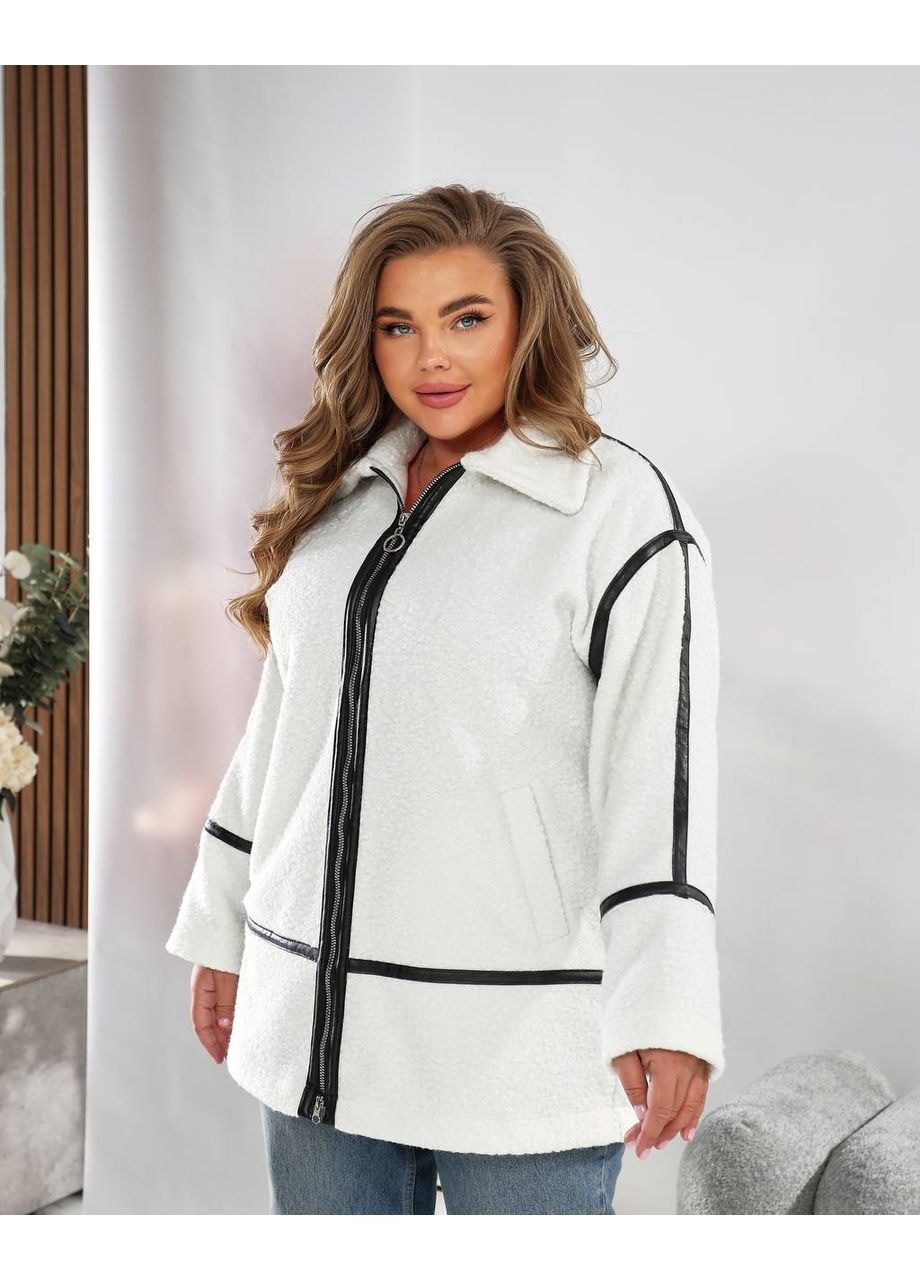 Молочное демисезонное Полупальто из букле "Легкая элегантность сезона" | Размерная сетка в описании пальто-рубашка Vione