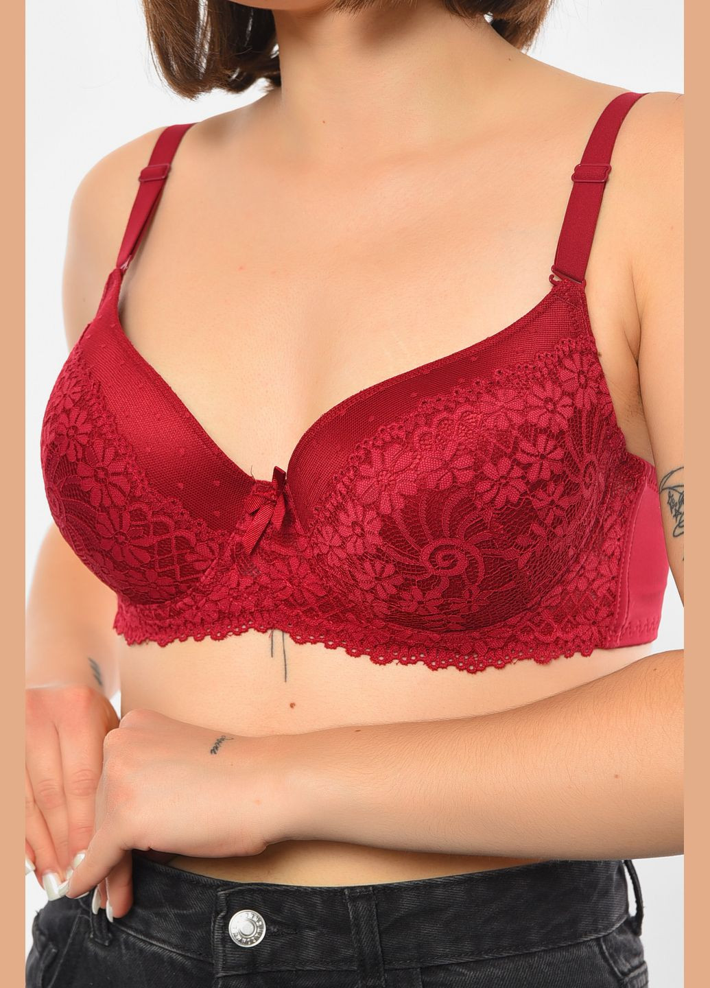 Бордовий бюстгальтер жіночий бордового кольору чашка d Let's Shop бавовна