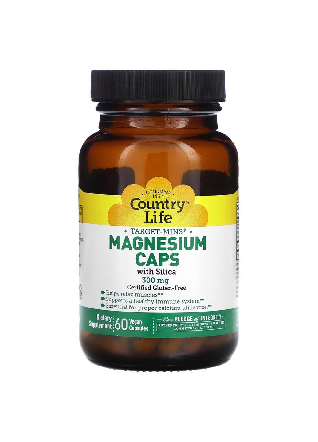 Вітаміни та мінерали Target-Mins Magnesium Caps with Silica 300 mg, 60 вегакапсул Country Life (293338117)