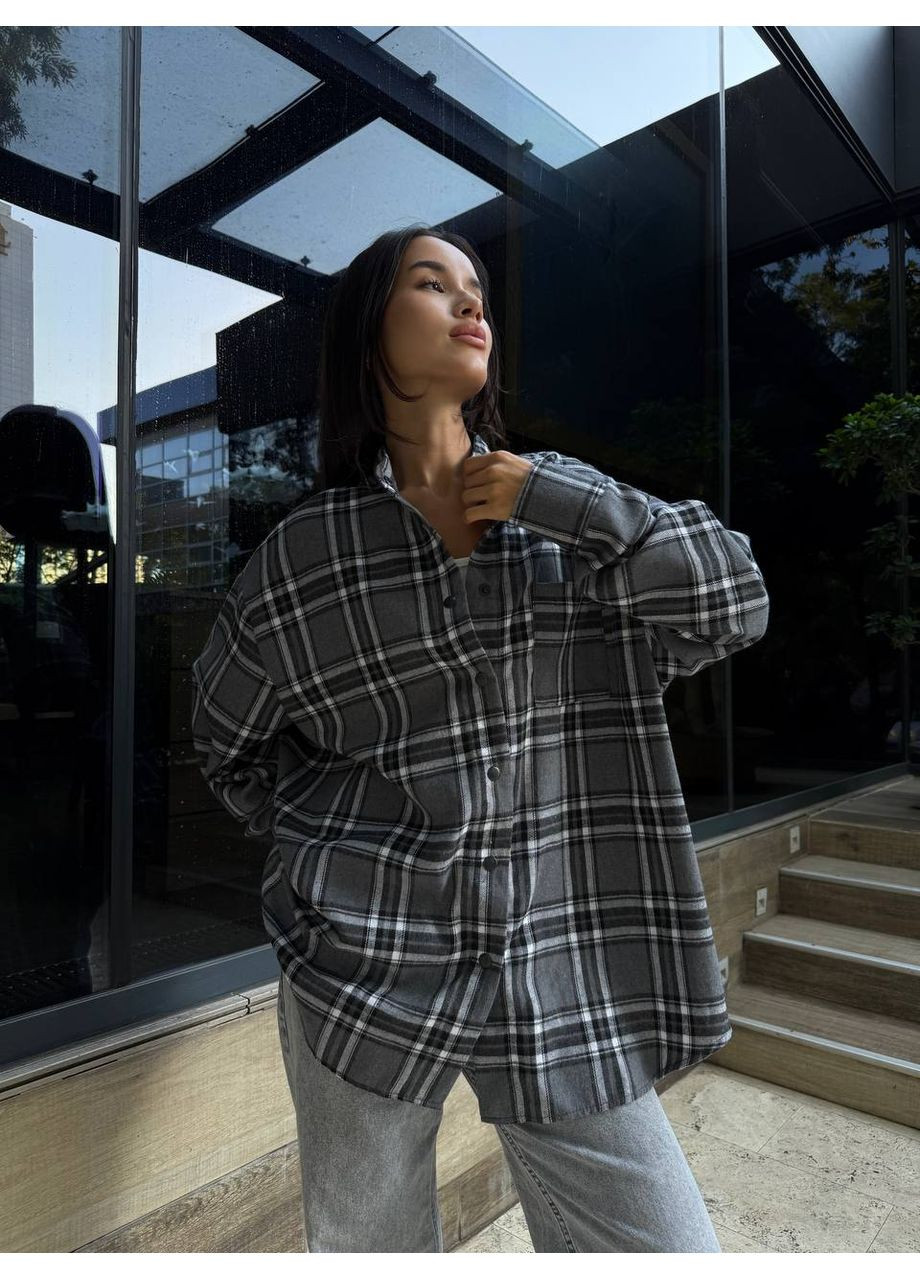 Серая повседневный рубашка однотонная GD/GL Модний простір