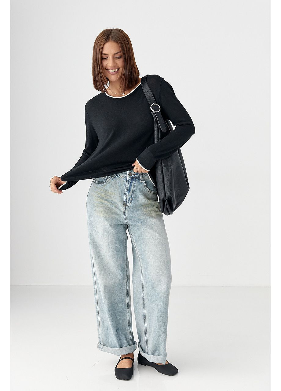 Полупрозрачный лонгслив с контрасной окантовкой - лимонный цвет Lurex (353306119)