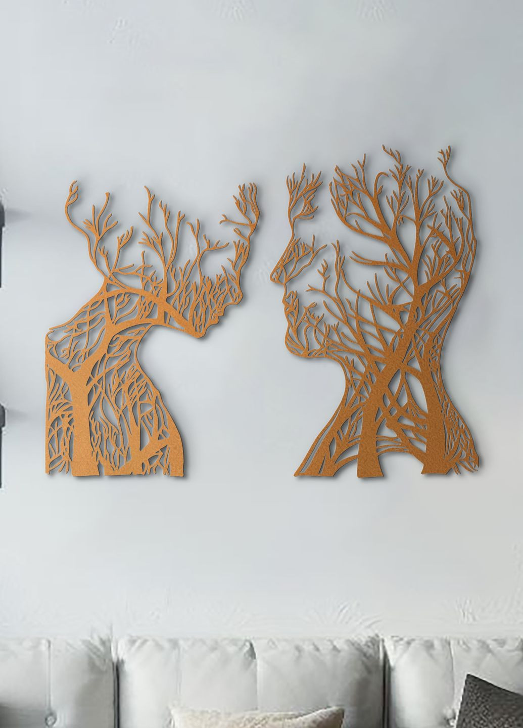 Декоративное панно на стену, интерьерная картина из дерева "Влюбленная пара", минималистичный стиль 35х28 см Woodyard (292013341)