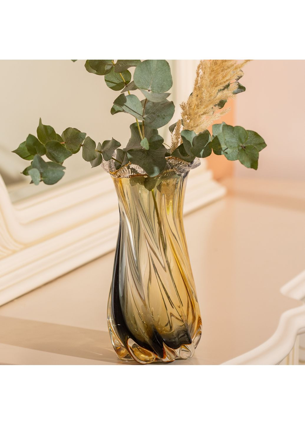 Ваза ручної роботи Yiwu Lilly скляна 21 см жовто-сіра HP-9-12 No Brand (358885676)