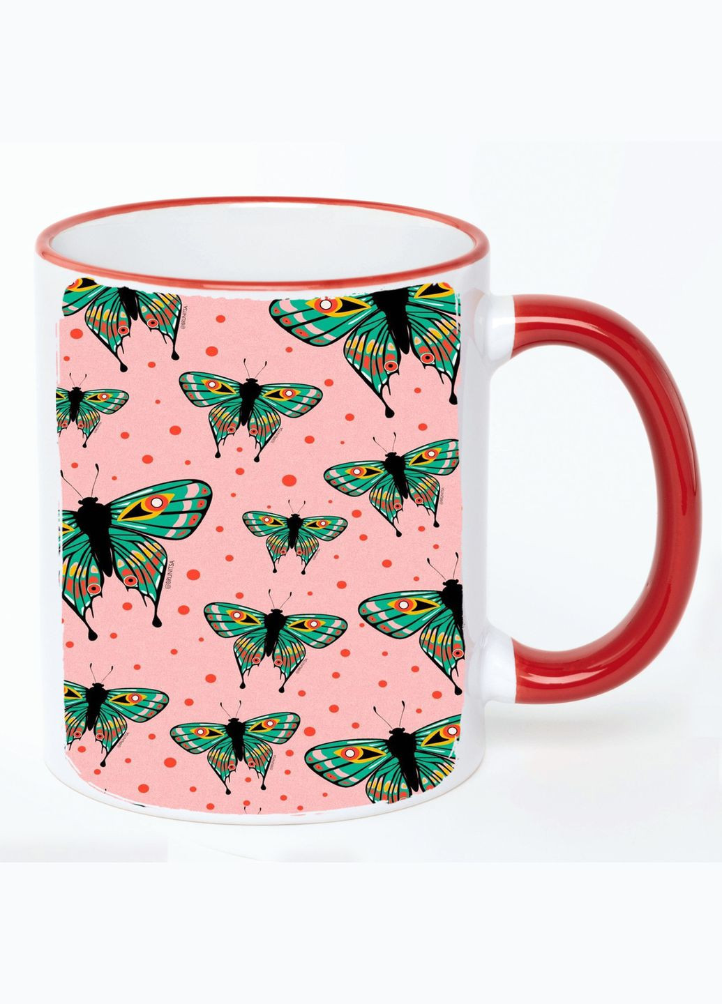 Чашка Метелик (кухоль, кухоль) #005 Білий з Червоною ручкою 330 мл No Brand (322714061)