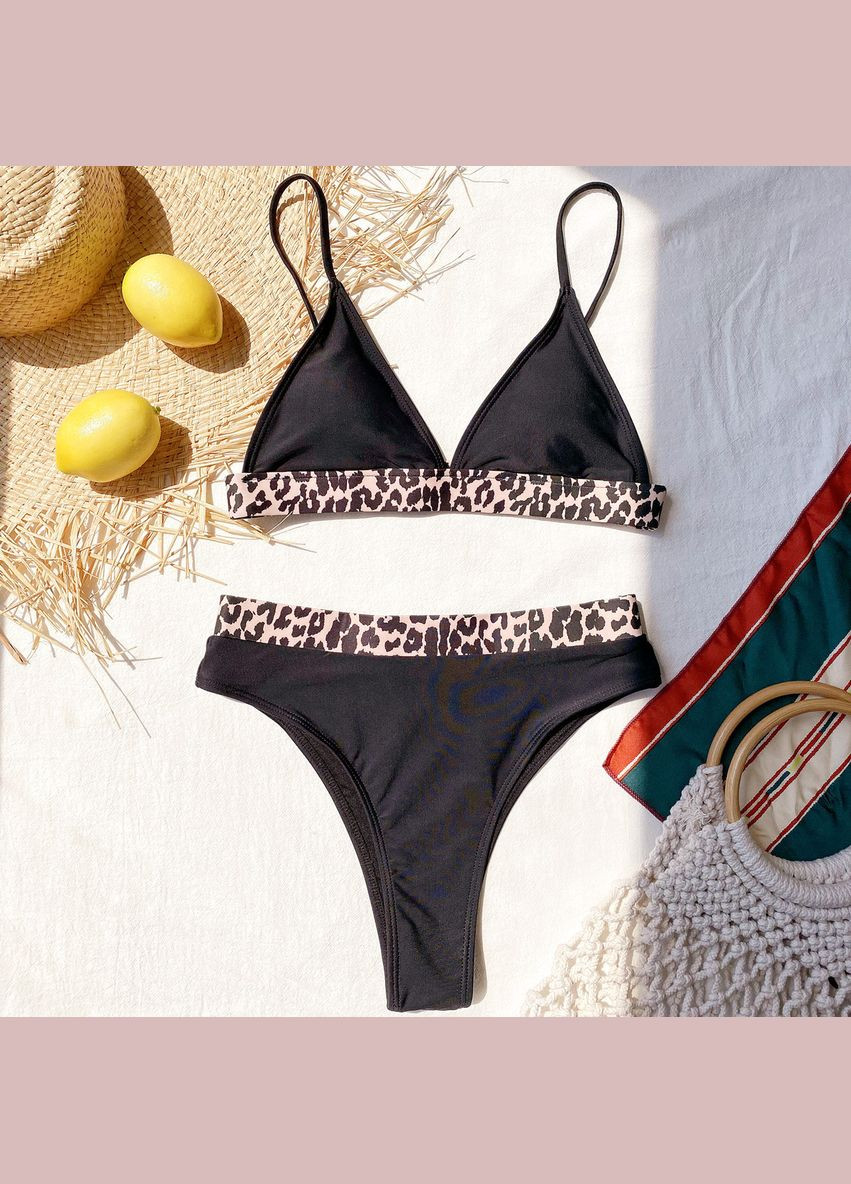 Черный летний женский раздельный купальник. No Brand