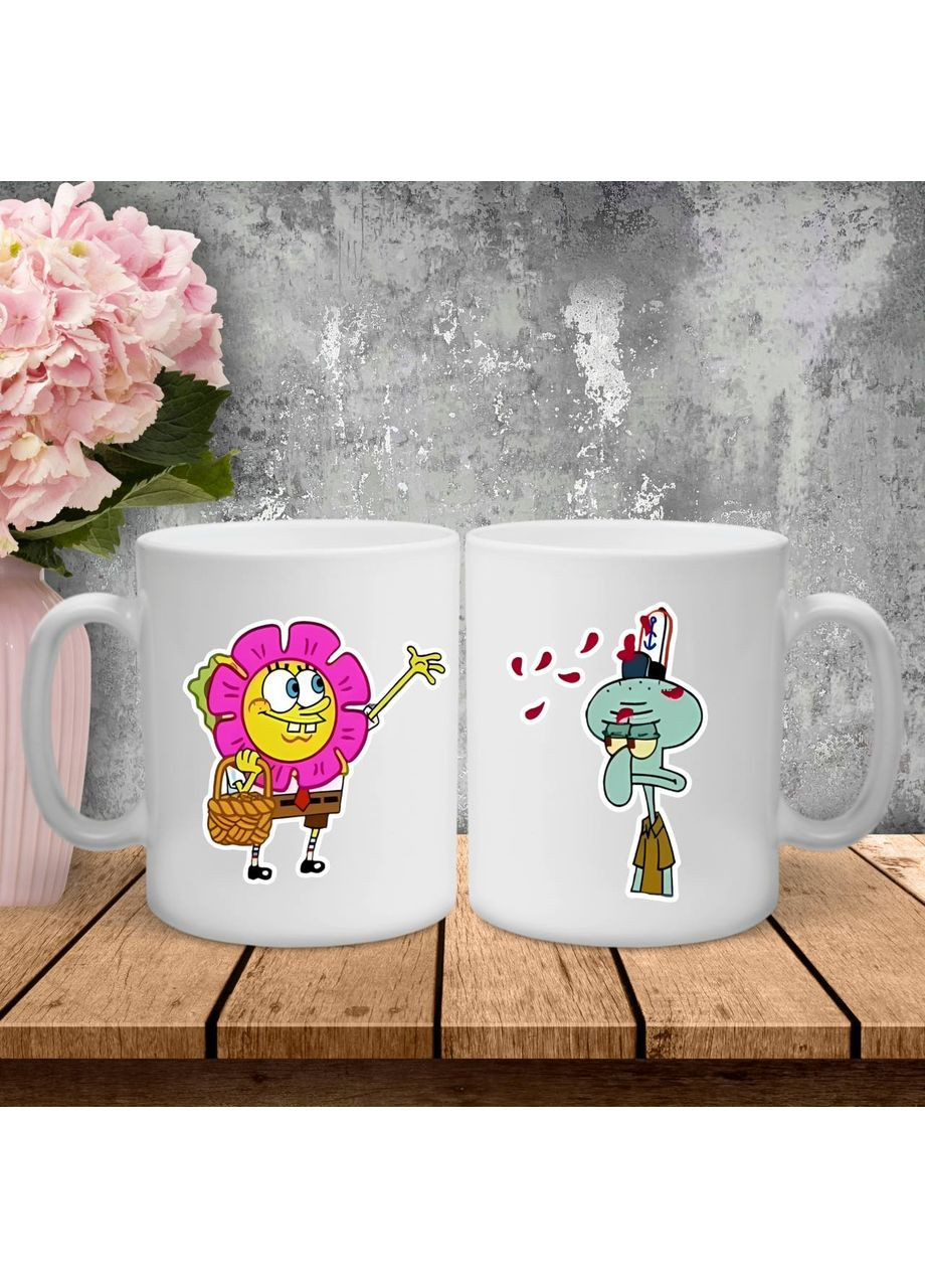 Парні чашки з принтом - Губка Боб та Сквідвард! Hand Made (361264973)