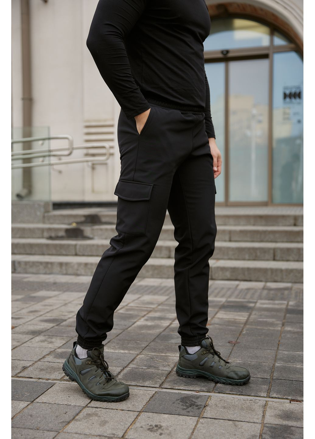 Черный демисезонный стильный мужской костюм No Brand