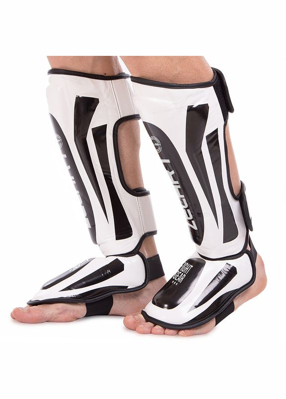 Захист гомілки та стопи для єдиноборств BO-8357 Біло-чорний, (37429207) Zelart (323036162)