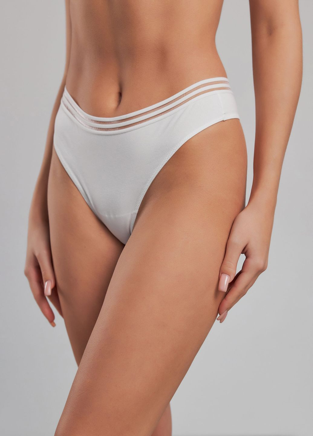 Трусики стринги белого цвета с прозрачной резинкой Nud (316476513)