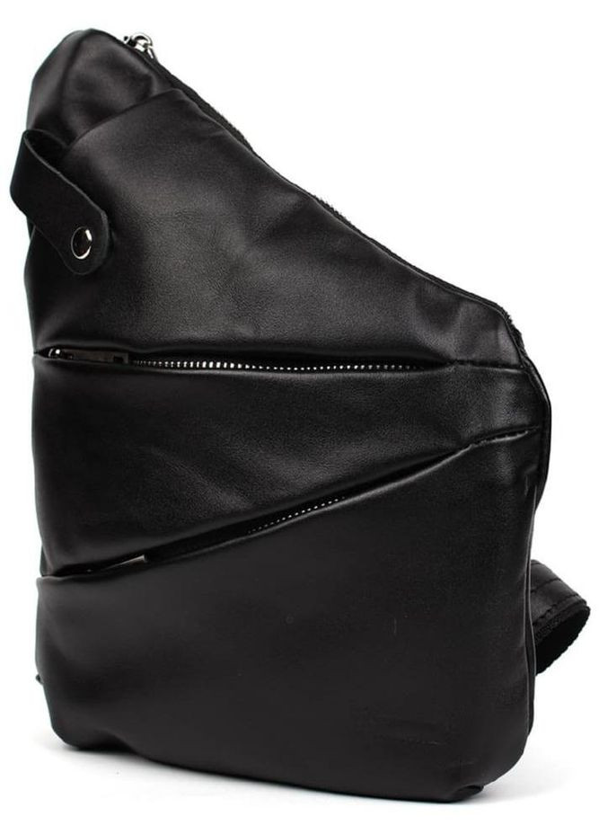 Сумка слінг чоловіча через плече на одну шлейку шкіряна середня Чорний 35745 TARWA (336889716)