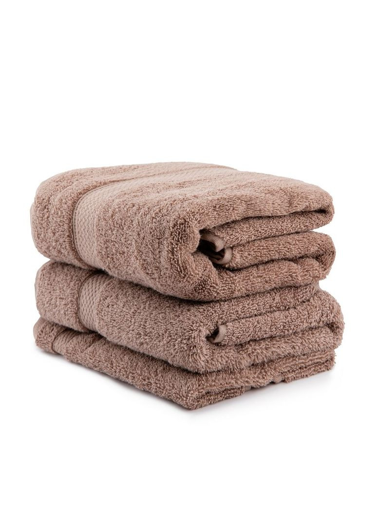 Набір турецьких рушників для ванної 3 шт (140x70 см, 100x50 см, 55х30 см ) TURComFor коричневий