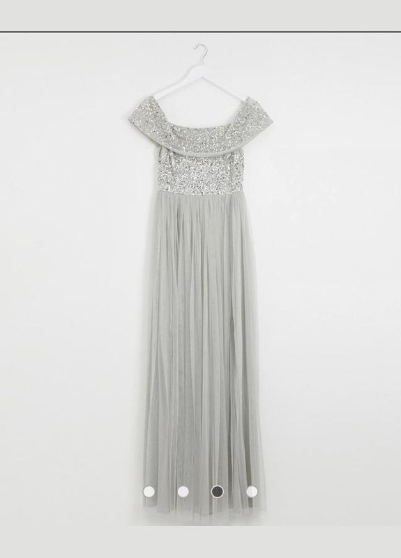 Сіра сукня максі вечірня з прикрашеним топом Maya