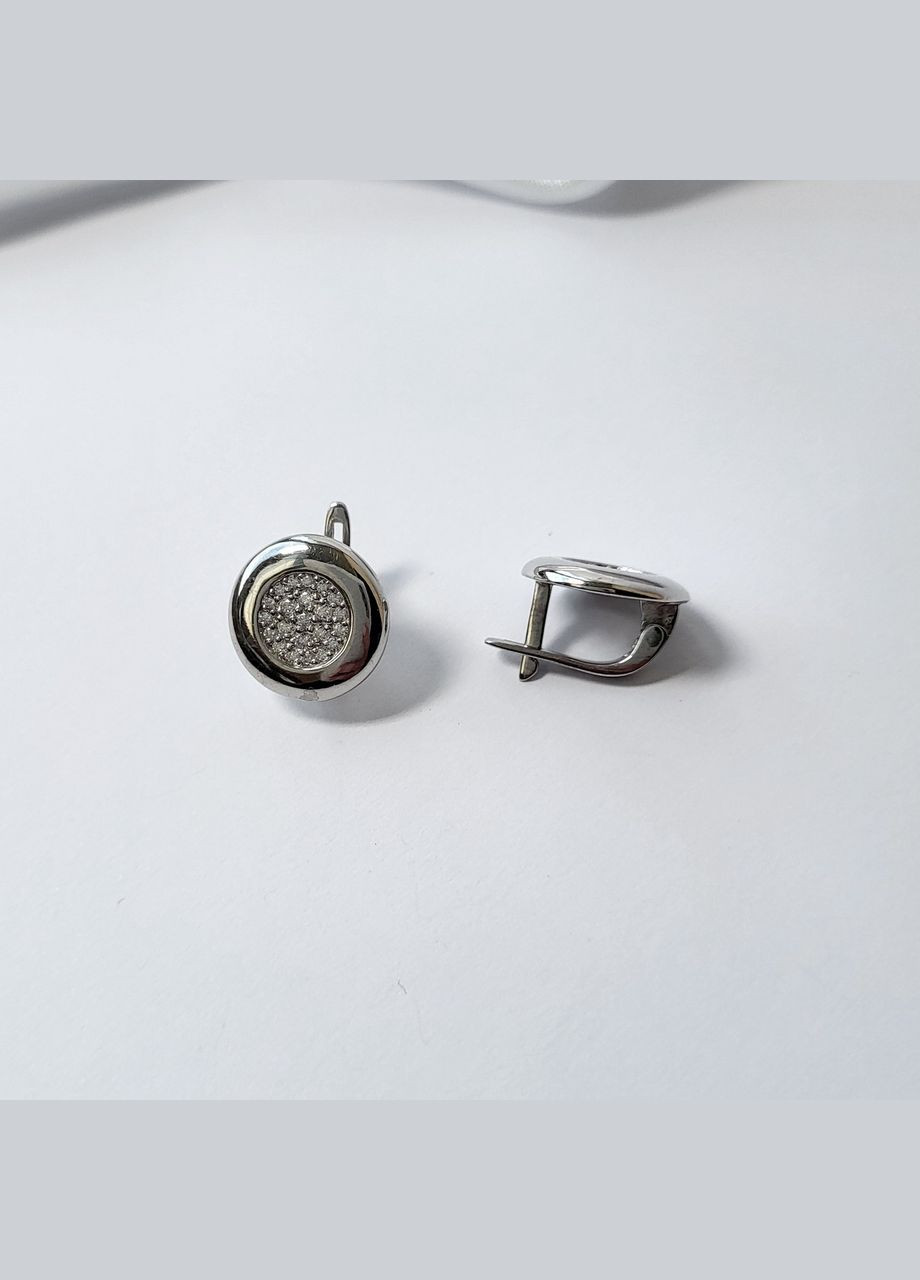 Срібні сережки Монетки в білих каменях срібло 925 проби Родоване 5510р 4.60г No Brand (306743081)