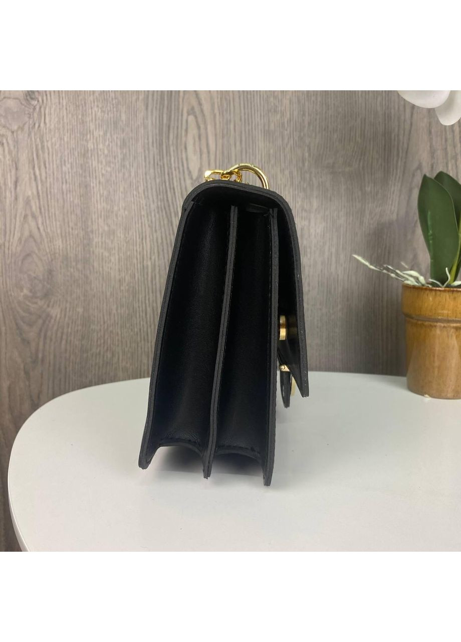 Жіноча сумочка клатч чорна еко-шкіра з ременем 2 в 1 ProDobro (363259727)